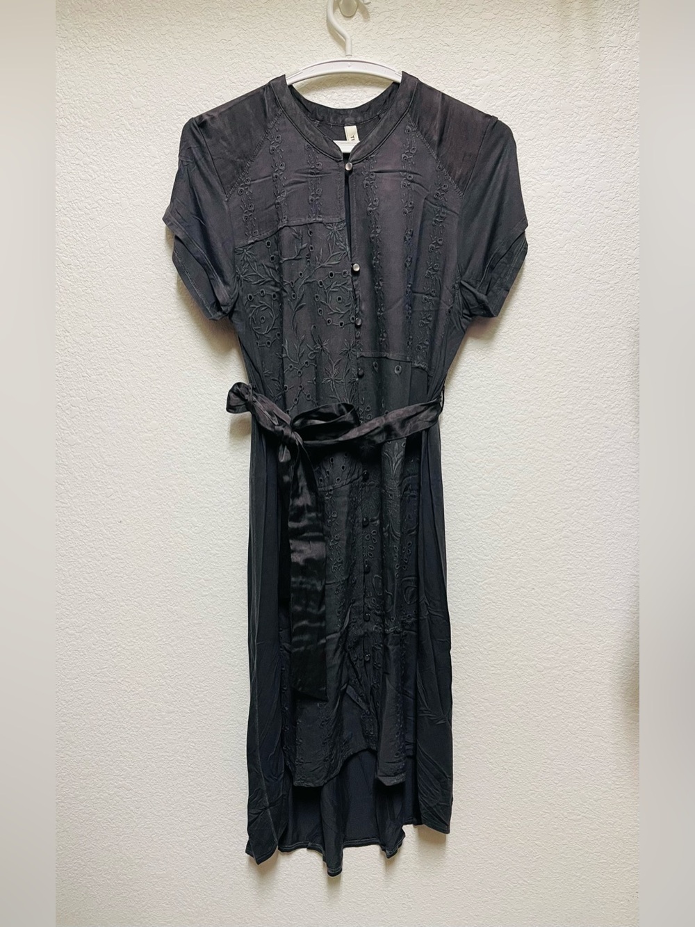 Anthropologie TINY Stone Harbor" Eyelet Shirt Dress Button Down Cottagecore M